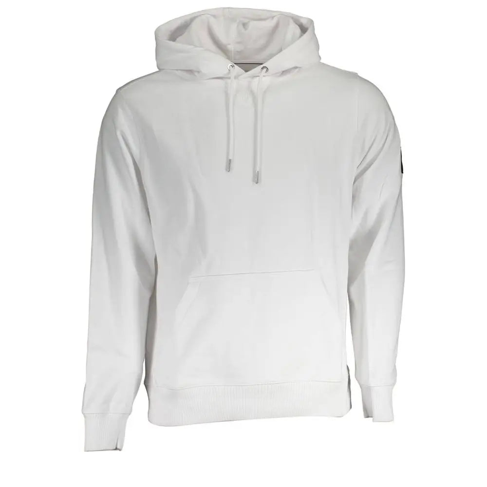 Sweatshirt homme calvin klein bianco en coton blanc avec poche avant et capuche à cordon