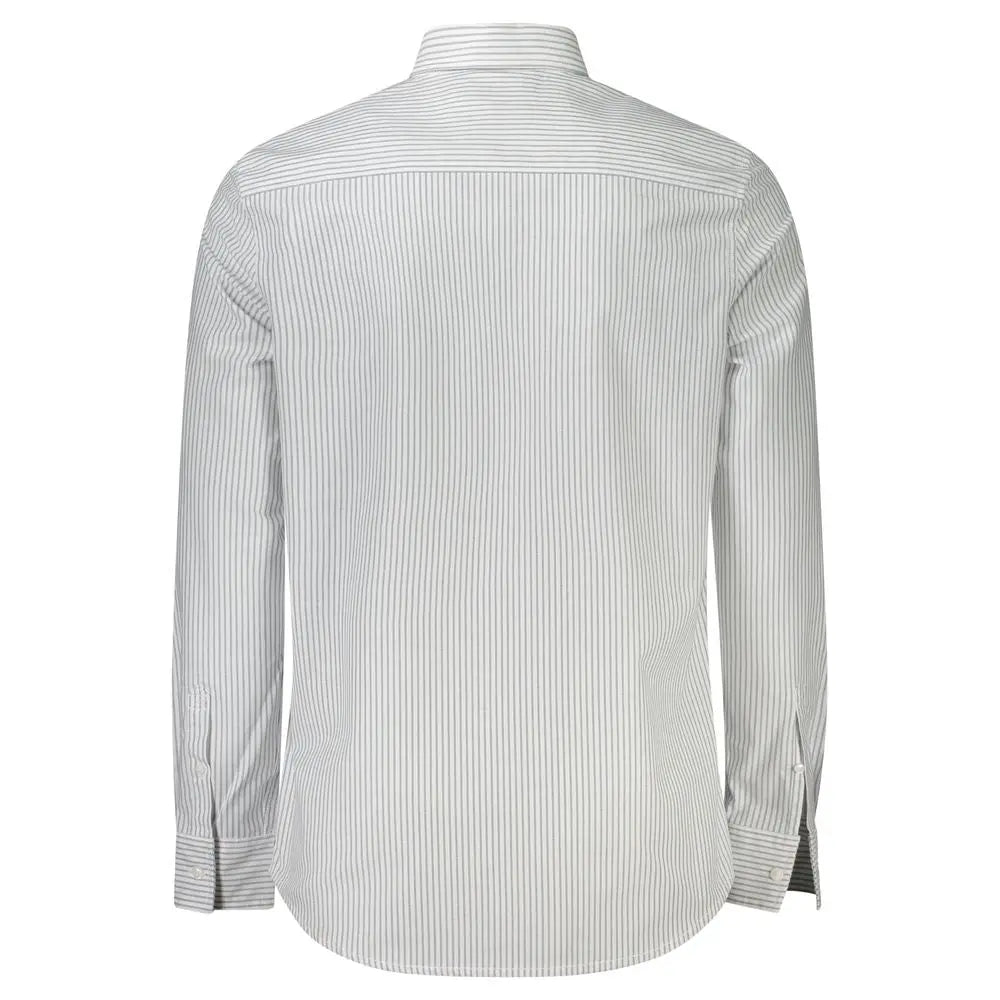 Chemise calvin klein bianco en coton pour homme à rayures verticales blanches et grises avec col classique manches longues