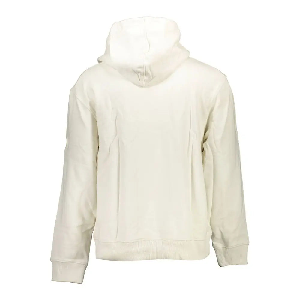 Sweat-shirt à capuche crème calvin klein bianco en coton pour homme avec tissu doux texturé et poignets côtelés