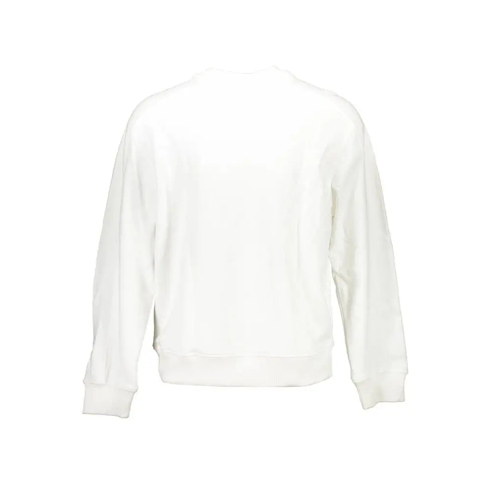Sweatshirt calvin klein bianco en coton blanc à col rond manches longues et poignets côtelés pour homme