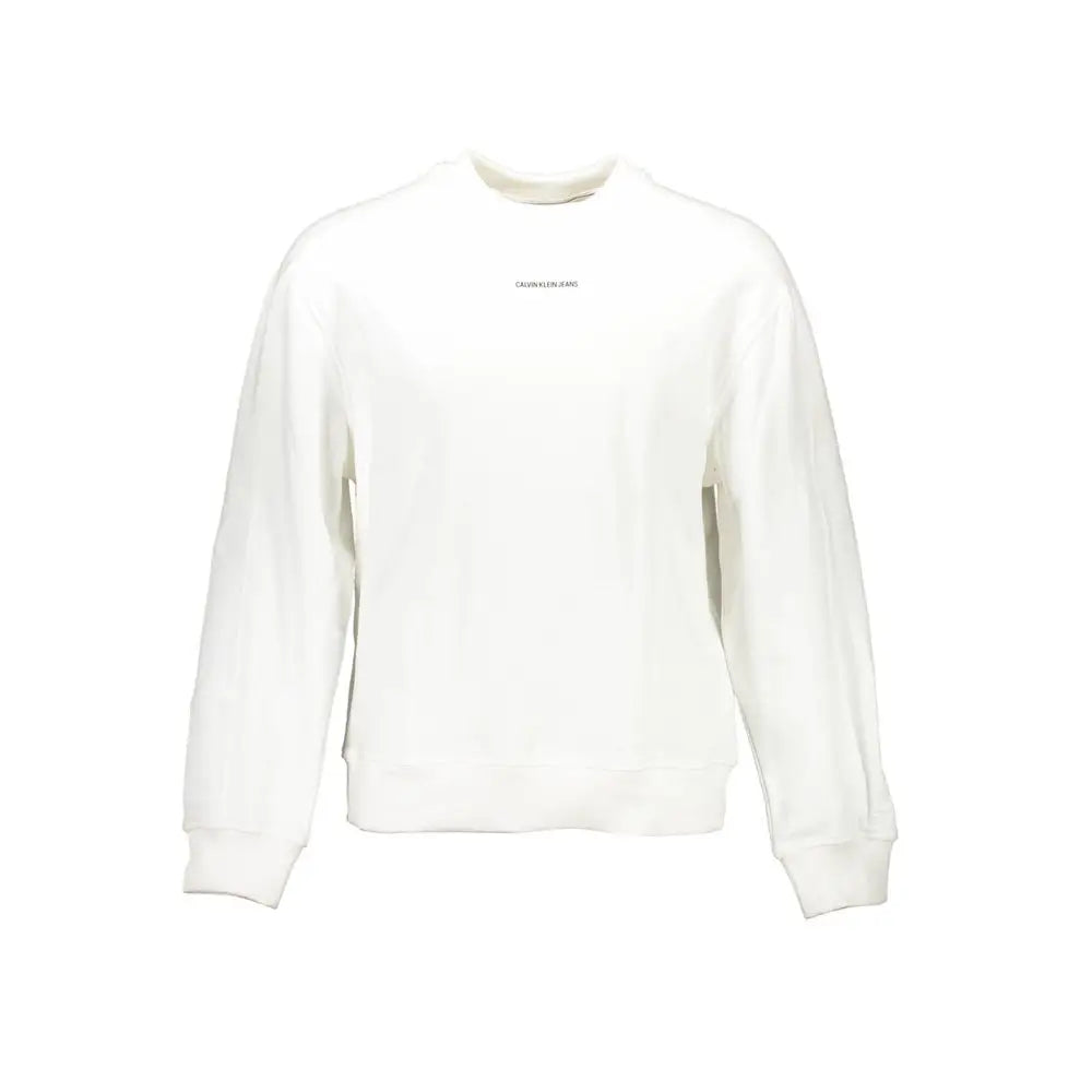 Sweatshirt homme calvin klein bianco coton blanc avec logo noir subtil sur la poitrine