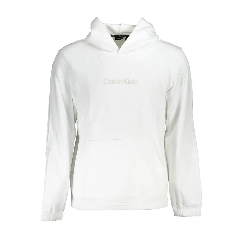 Sweatshirt calvin klein bianco pour homme en coton blanc avec logo brodé subtil et poche avant