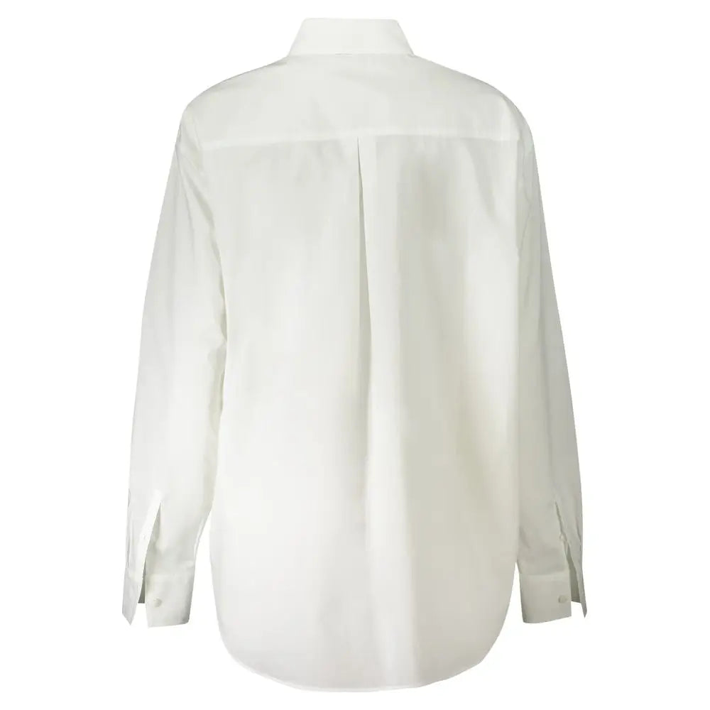 Chemise femme calvin klein bianco en coton blanc avec col classique et plis subtils dans le dos vue arrière
