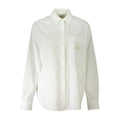 Chemise femme calvin klein bianco en coton blanc avec manches longues col classique et patch subtil sur la poche