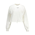 Sweatshirt femme calvin klein bianco en coton blanc avec logo discret sur la poitrine et cordon de serrage au bas