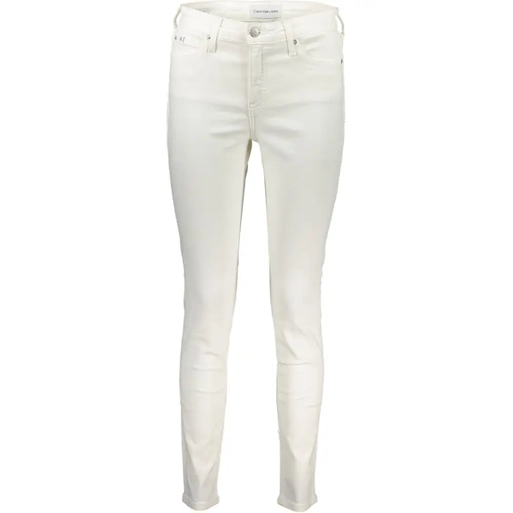 Jeans skinny blancs calvin klein bianco en coton avec un design épuré et une coupe ajustée classique