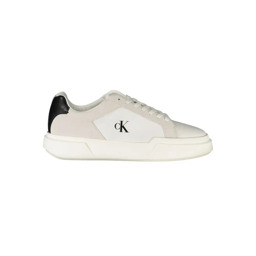 Sneaker homme calvin klein bianco en cuir blanc et noir avec design minimaliste et bas profil