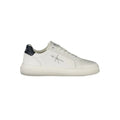 Sneaker calvin klein bianco en cuir blanc avec talon bleu marine et logo gris subtil homme