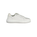 Sneaker femme calvin klein bianco en cuir blanc avec semelle épaisse en caoutchouc et lacets assortis
