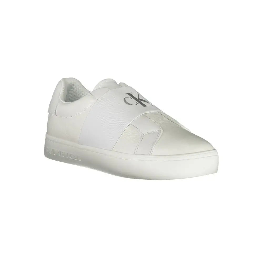 Sneaker femme calvin klein bianco en cuir blanc avec design minimaliste et coutures discrètes