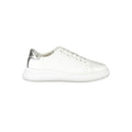 Baskets blanches en cuir calvin klein bianco pour femme avec talon métallique argenté et semelle épaisse blanche