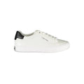 Sneaker femme calvin klein bianco en cuir blanc avec talon en cuir noir et logo marqué