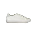 Calvin klein bianco pelle sneaker femme en cuir blanc brillant à lacets assortis basse