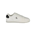 Sneaker homme calvin klein bianco en polyuréthane blanc avec logo noir et languette talon noir vue arrière