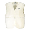 Gilet femme calvin klein bianco en polyester crème avec fausse fourrure, fermeture éclair et poches avant larges