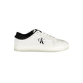Sneaker homme calvin klein bianco en polyuréthane blanc avec logo et languette noire vue arrière