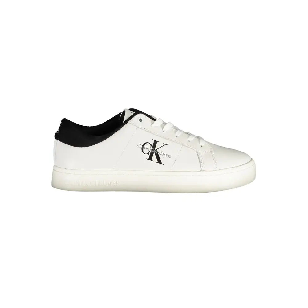 Sneaker homme calvin klein bianco en polyuréthane blanc avec logo et languette noire vue arrière