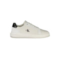 Sneaker calvin klein bianco en cuir blanc avec talon noir et logo pour homme en polyuréthane