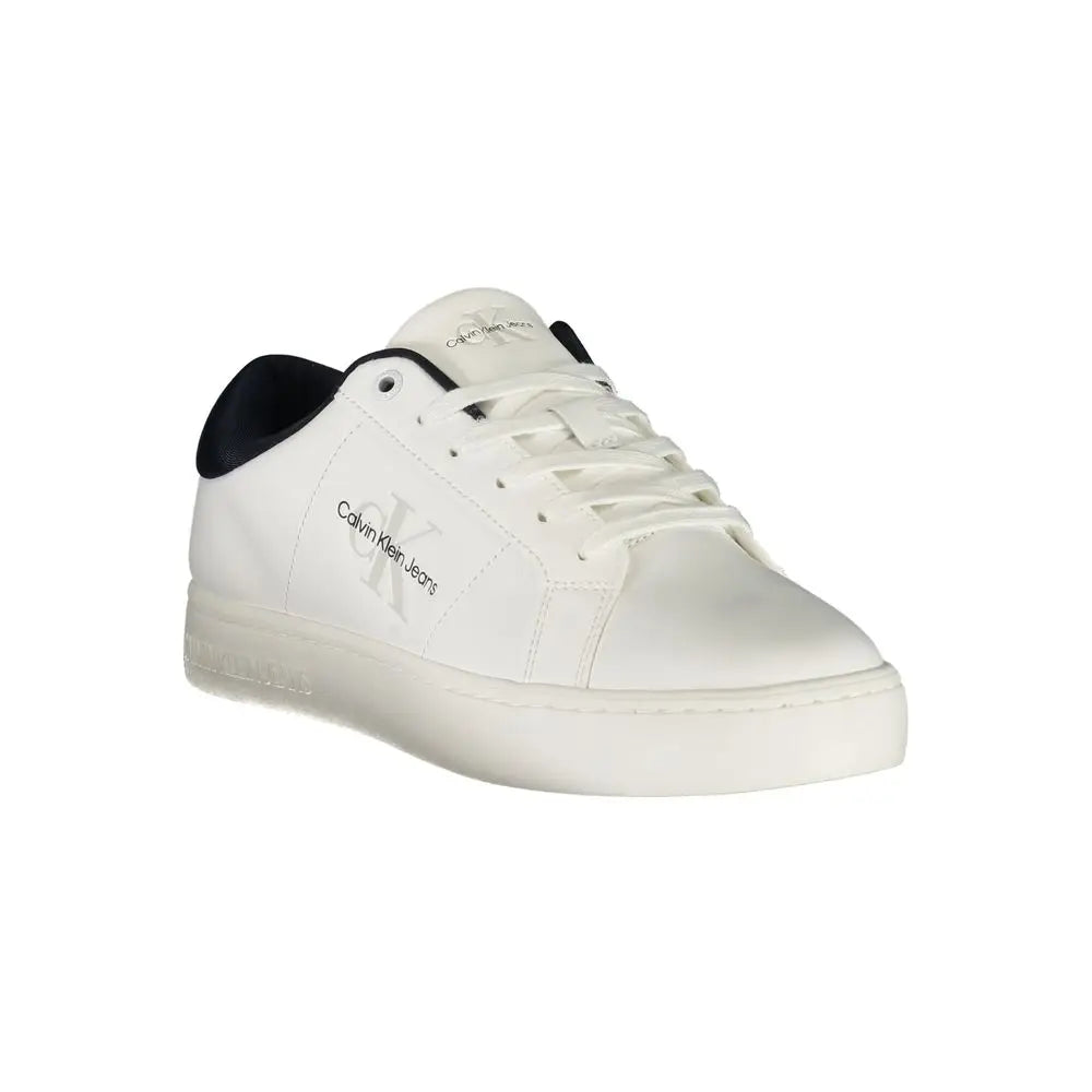 Sneaker calvin klein bianco en polyuréthane blanc avec accents noirs design minimaliste pour homme