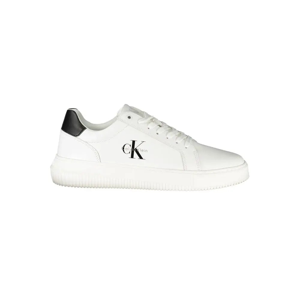 Chaussure de sport calvin klein bianco en polyuréthane blanche avec talon noir et logo homme