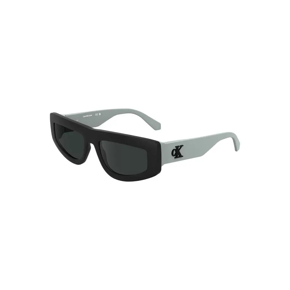 Lunettes de soleil calvin klein bio femmes noir et gris clair design moderne rectangulaire avec logo sur la branche