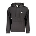 Sweat à capuche homme en coton noir calvin klein avec petit logo blanc sur la poitrine et cordons assortis