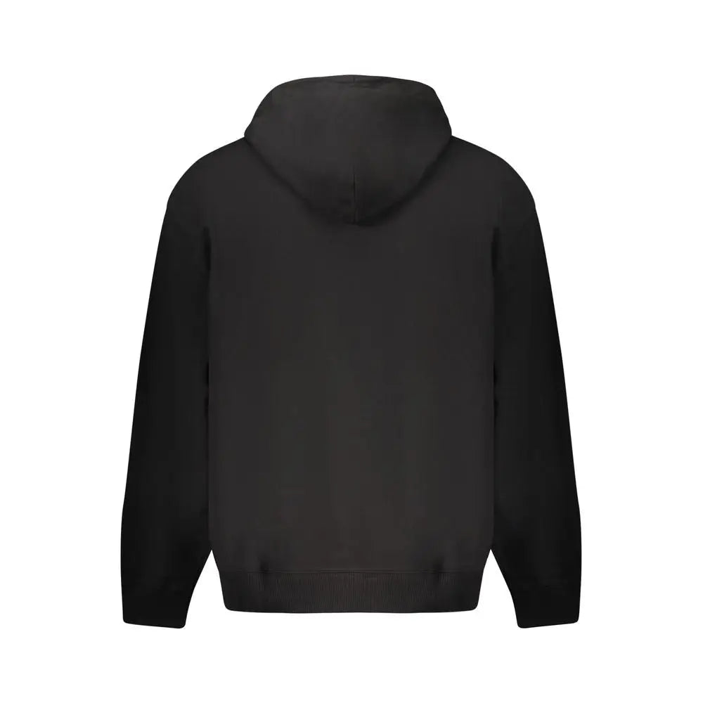 Calvin klein black cotton men hoodie en molleton avec capuche simple et poignets et ourlet côtelés