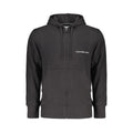 Sweat à capuche en coton noir pour homme Calvin Klein avec logo blanc subtil et poches centrales