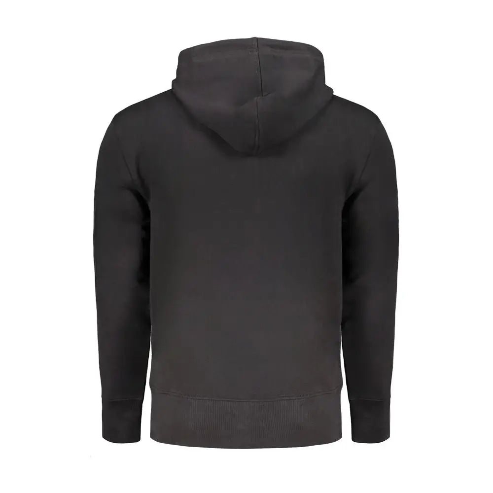 Sweat à capuche noir calvin klein en coton pour homme avec tissu doux texturé et poignets côtelés