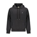 Calvin klein black cotton men sweatshirt with a subtle white embroidered logo and matching drawstrings on the chest