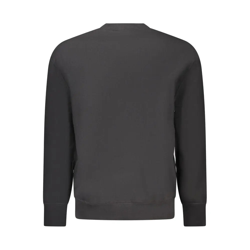 Sweatshirt calvin klein pour homme en coton noir avec col rond, poignets et ourlet côtelés