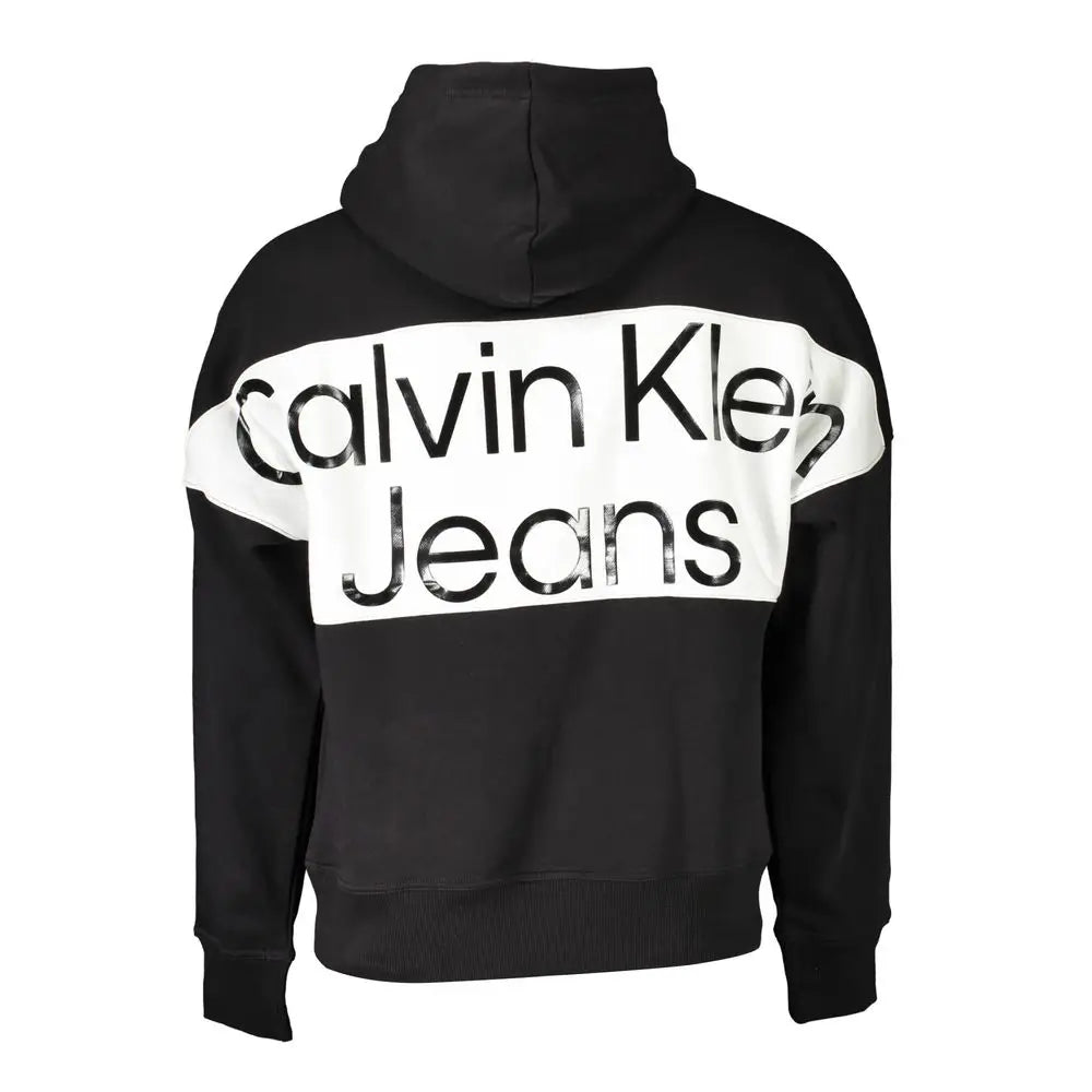Sweatshirt homme calvin klein noir en coton avec bande blanche et logo noir au dos