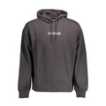 Sweat à capuche homme calvin klein en coton noir avec logo blanc rectangulaire sur la poitrine et marque brodée sur la manche