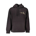 Calvin klein hoodie homme noir en coton avec logo doré sur la poitrine et cordons assortis
