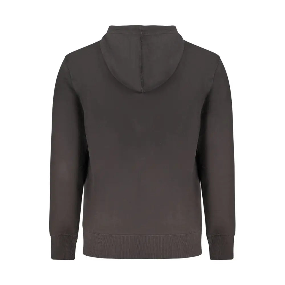 Sweat à capuche calvin klein noir en coton pour homme avec poignets et ourlet côtelés