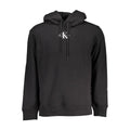 Sweat à capuche calvin klein noir en coton pour homme avec logo blanc sur la poitrine et cordons assortis