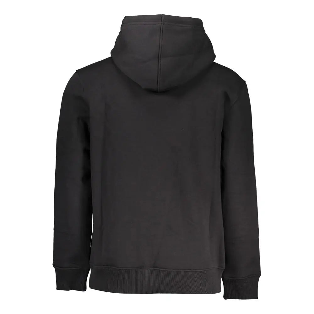 Sweat à capuche calvin klein noir en coton avec poignets et ourlet côtelés pour homme