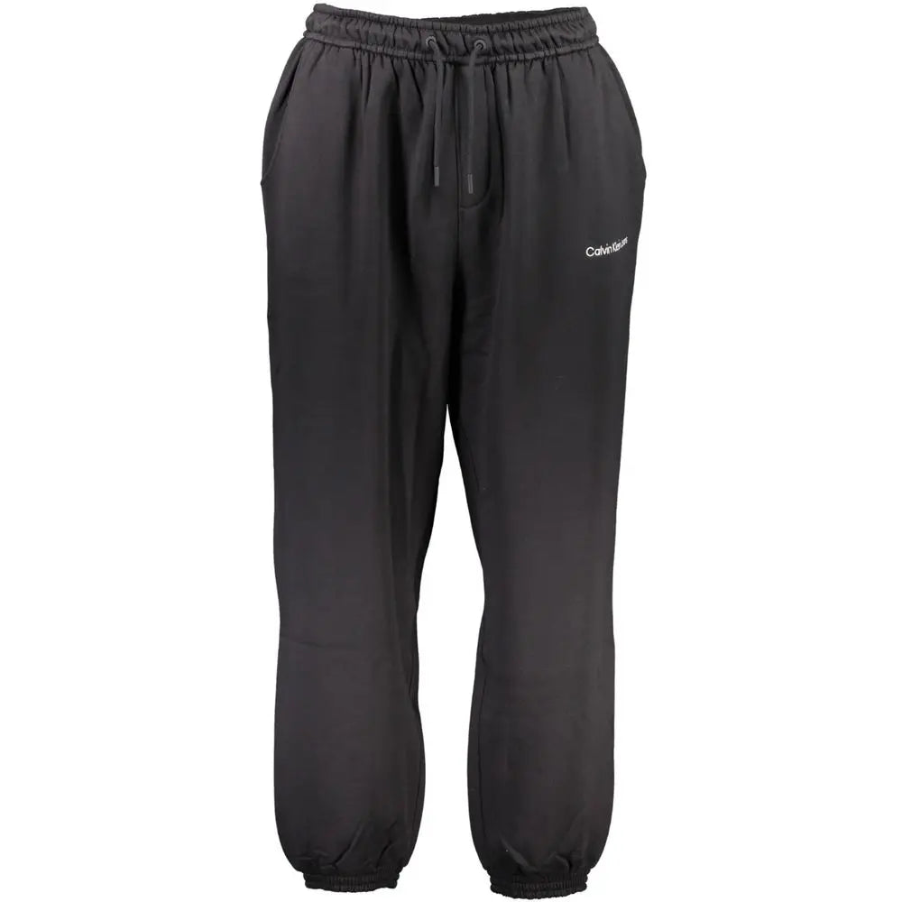 Calvin klein pantalon de survêtement homme en coton noir avec taille à cordon et bas élastiques