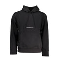 Sweatshirt homme calvin klein noir en coton avec logo blanc brodé discret sur la poitrine et cordons assortis