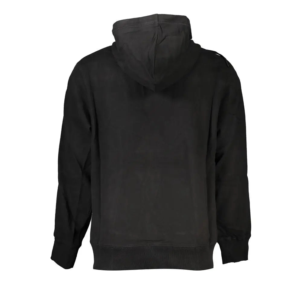 Sweatshirt noir calvin klein pour homme en coton avec tissu doux texturé et poignets et ourlet côtelés