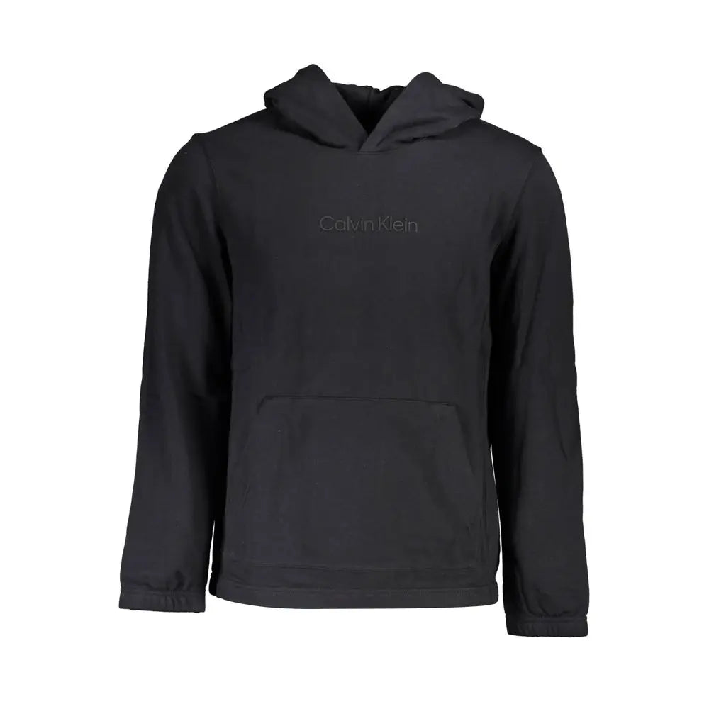 Sweatshirt homme calvin klein noir en coton avec logo brodé discret et poche avant