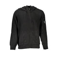 Sweatshirt homme calvin klein noir en coton avec fermeture éclair et logo blanc discret sur la manche gauche