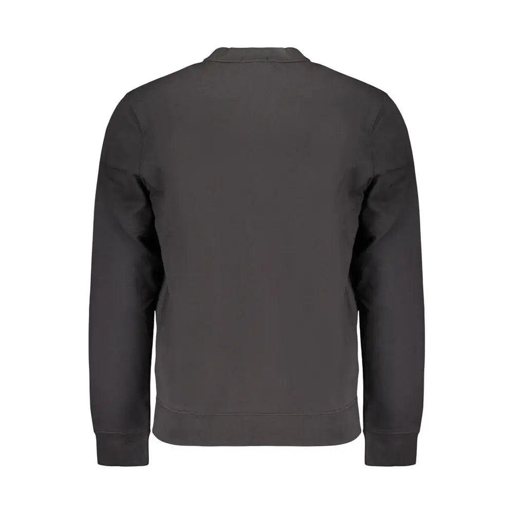 Sweatshirt calvin klein noir en coton pour homme avec col rond gris foncé manches et taille côtelées