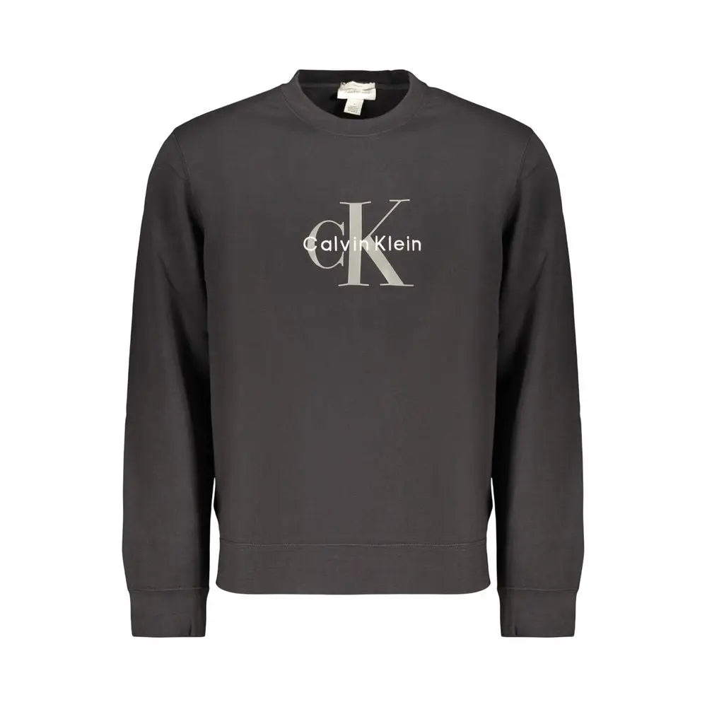 Sweatshirt calvin klein coton noir pour homme avec logo ck blanc prominent sur la poitrine