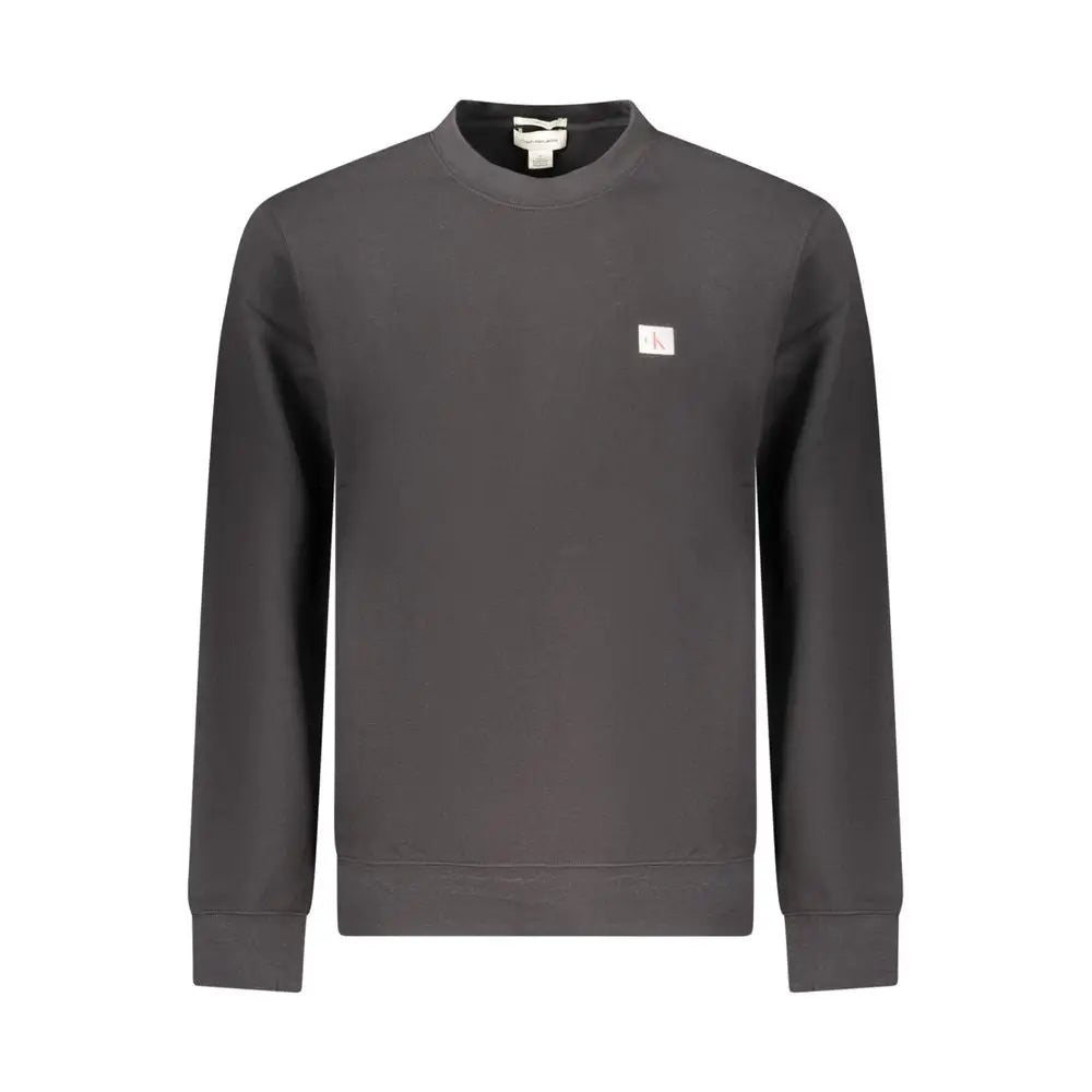 Sweatshirt calvin klein noir en coton pour homme avec petit logo blanc sur la poitrine côté gauche