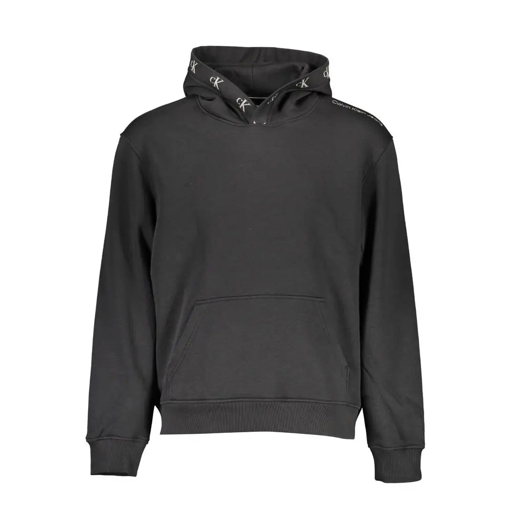 Sweat à capuche calvin klein noir en coton pour homme avec logo ck blanc sur la capuche et la manche