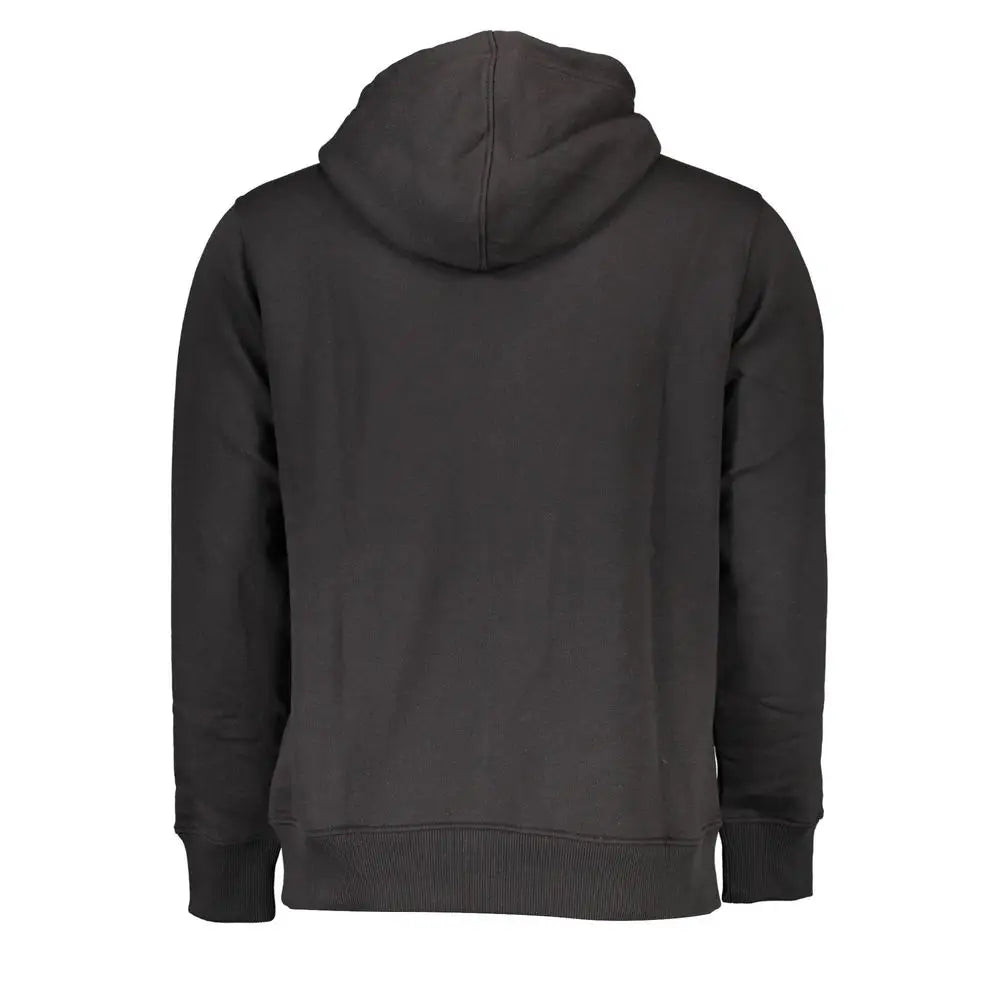 Sweat-shirt noir calvin klein en coton pour homme avec capuche, poignets et ourlet côtelés