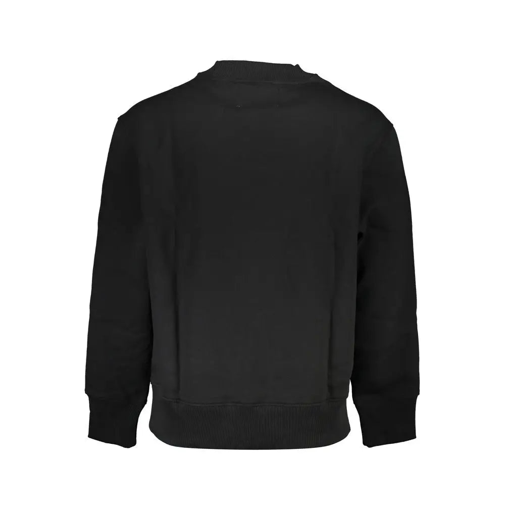 Sweatshirt calvin klein noir en coton pour homme avec col rond et poignets et ourlet côtelés