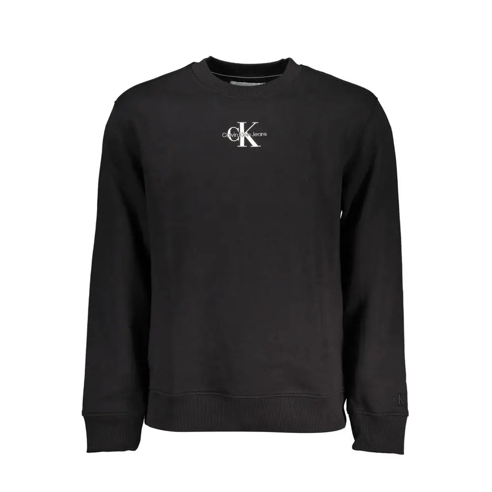 Sweatshirt noir calvin klein en coton pour homme avec logo blanc ck brodé sur la poitrine