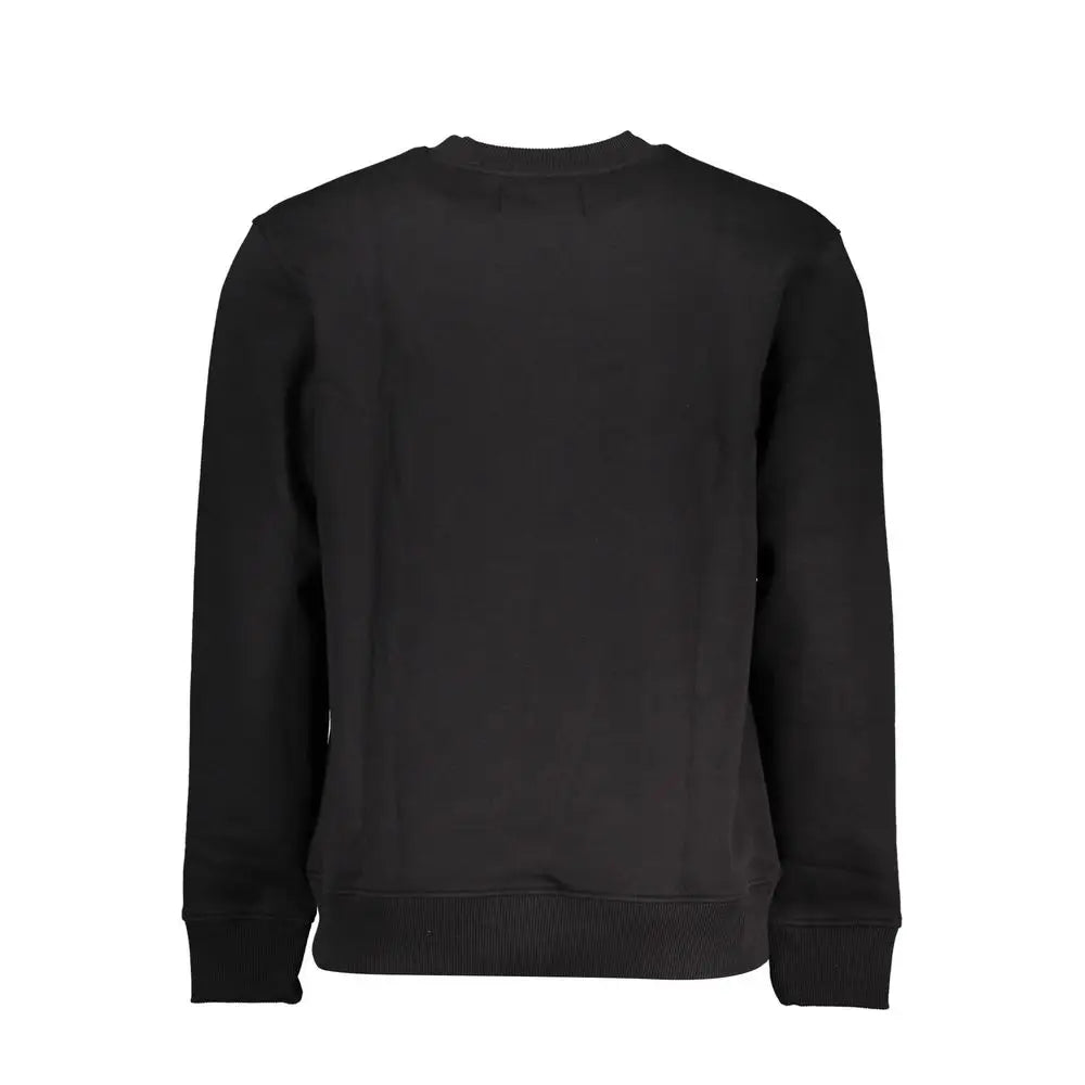 Sweatshirt noir en coton calvin klein homme avec col rond et bords côtelés aux poignets et à la taille